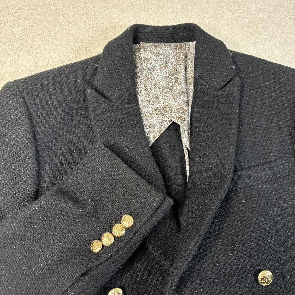 MANGANO Blazer Jacket Women's Size 46 Gold Nautical Anchor Buttons Made in Italy